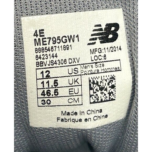 New Balance 795 V1 Mens Size 12 4E Gray Casual Shoes Sneakers ME795GW1 main image 7
